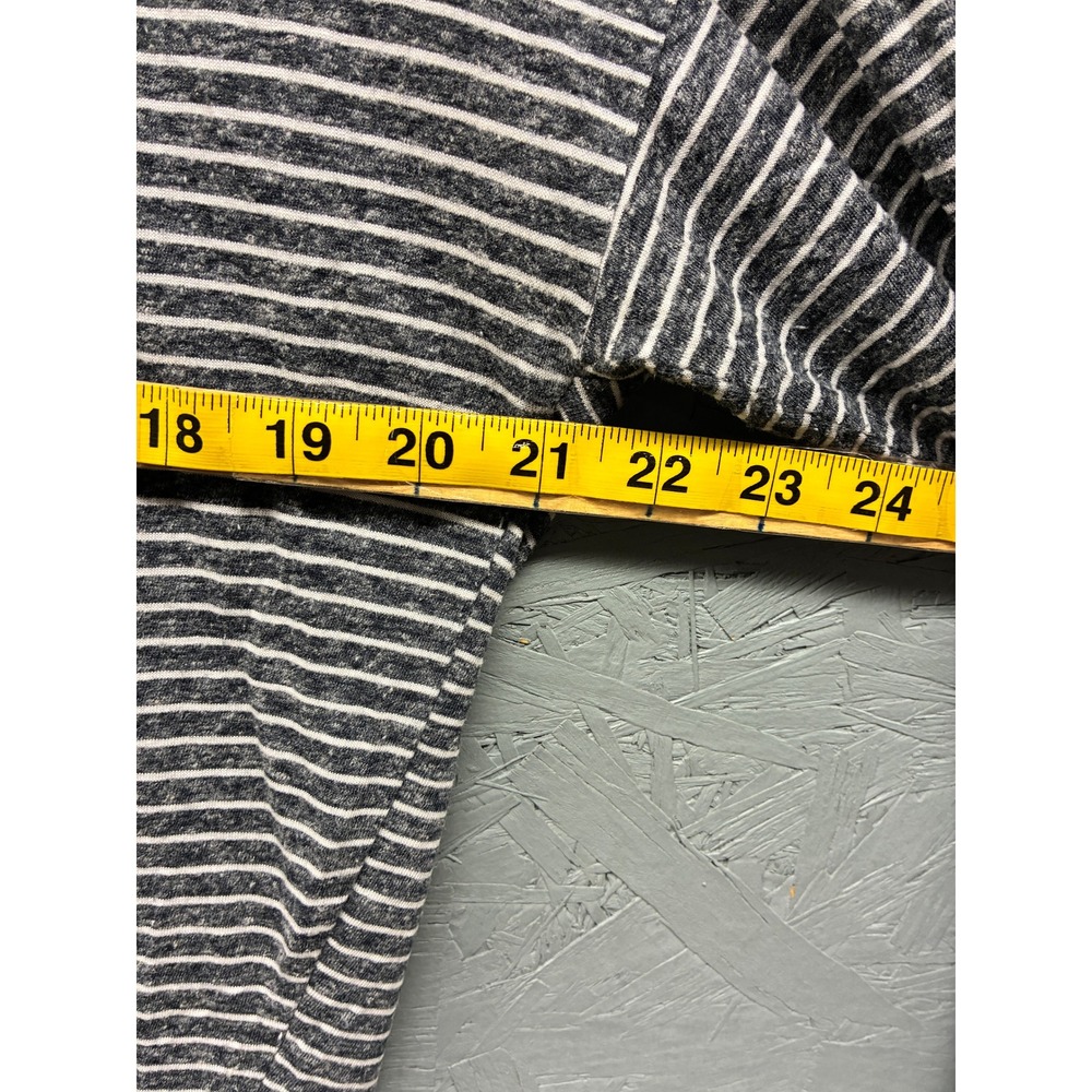 Lacoste Striped Linen Blend V Neck Shirt Women's M (38) Gray White Long Sleeve T - Picture 6 of 9